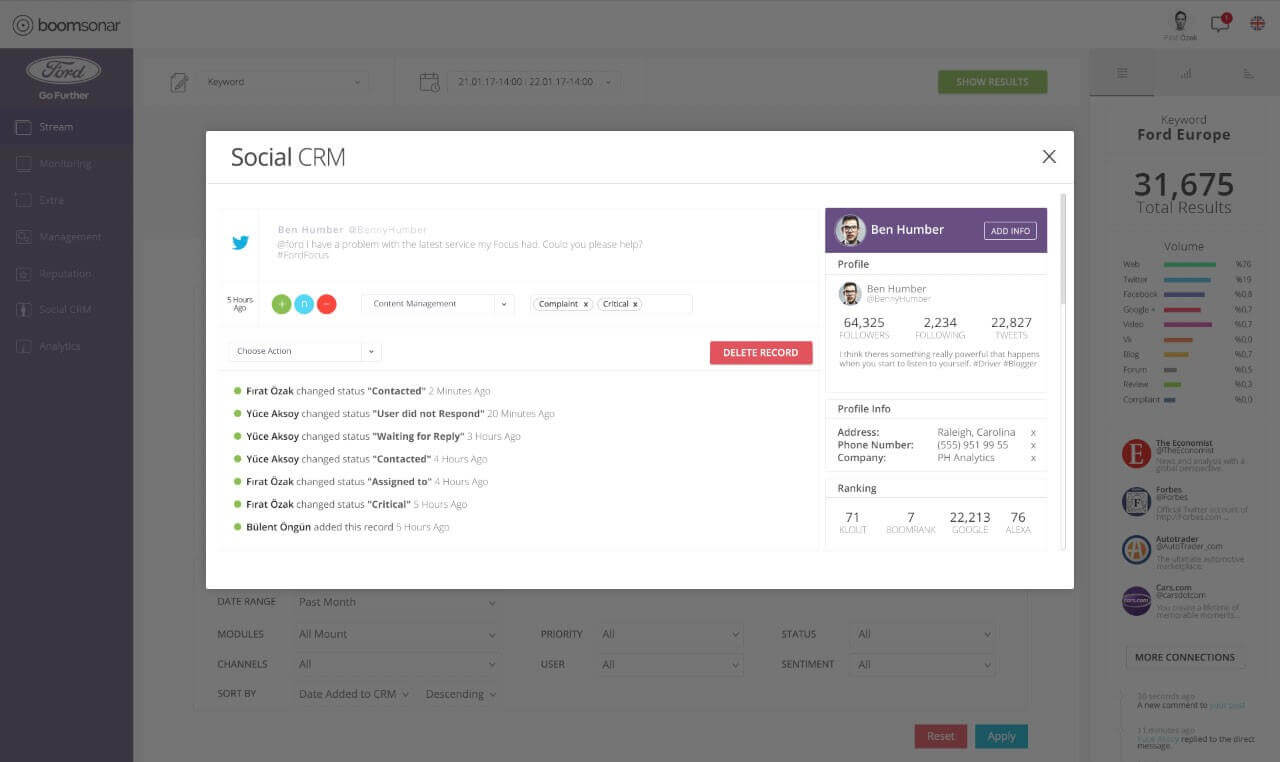 Social Media Management CRM